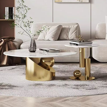 Odelia Modern Luxury Gold Marble Top Nesting Coffee Table Set