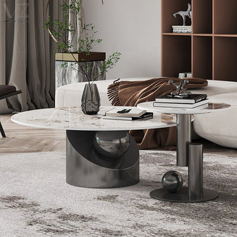 Odelia Modern Luxury Grey Marble Top Nesting Coffee Table Set