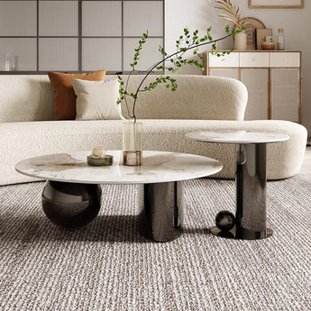 Sephia Modern Luxury Grey Marble Top Nesting Coffee Table Set