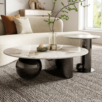Sephia Modern Luxury Grey Marble Top Nesting Coffee Table Set