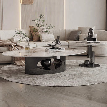 Ophelia Modern Luxury Grey Marble Top Nesting Coffee Table Set