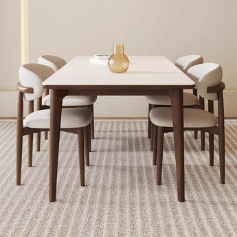 PAULA 6 Seater Dining SET Modern Luxury White Sintered Stone Top Table with ANYA Leather Dining Chair