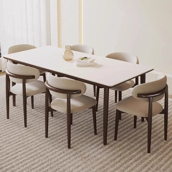 PAULA 6 Seater Dining SET Modern Luxury White Sintered Stone Top Table with ANYA Leather Dining Chair