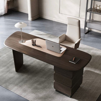 Modern office desk with chair in a room setting