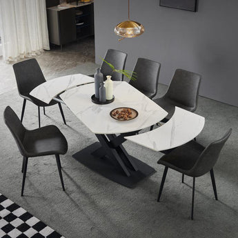 1.8M Pietro Extendable Sintered Stone Top Carbon Steel Italian Luxury Dining Table