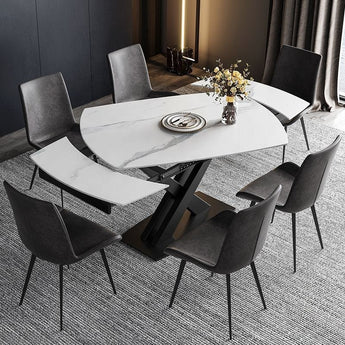 1.8M Pietro Extendable Sintered Stone Top Carbon Steel Italian Luxury Dining Table