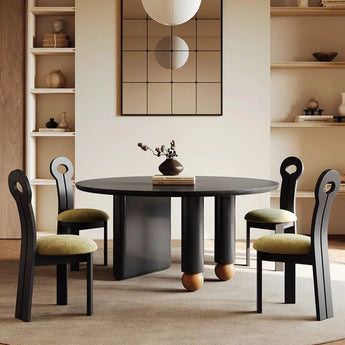 Pompeii Modern Luxury Solid Wood Round Dining Table - Black