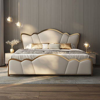 Luxor Solid Wood Upholstered Leather Bedframe