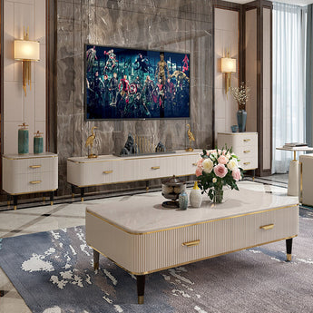 1.3M Raindans Luxury Living Sintered Stone Top Solid Wood Coffee Table