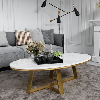 Raya Marble Top Stainless Steel Frame Modern Luxury Coffee Table