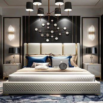 Regal Luxury Upholstered Leather Solid Wood Bed Frame