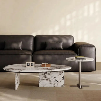 Richie Oval Classic Marble Modern Luxury Coffee Table Set