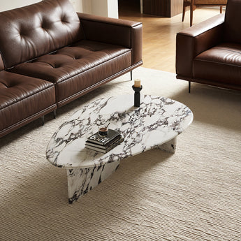 Richie Oval Classic Marble Modern Luxury Coffee Table Set
