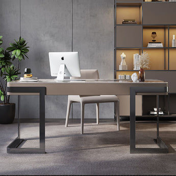 Robyn Black Modern Luxury Pandora Sintered Stone Top Executive Office Working Study Desk