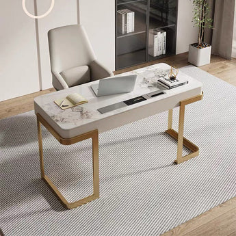 Robyn Gold Modern Luxury Sintered Stone Top Executive Office Working Study Desk