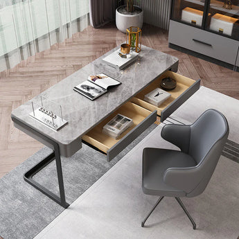 Robyn Black Modern Luxury Sintered Stone Top Executive Office Working Study Desk