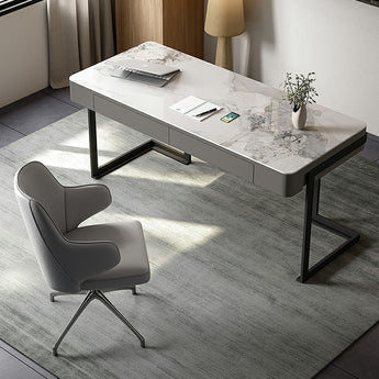 Robyn Black Modern Luxury Sintered Stone Top Executive Office Working Study Desk