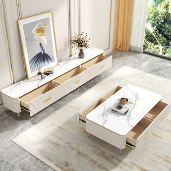2M Romary Luxury Living Sintered Stone Top Solid Wood TV Stand