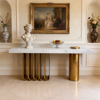Roulette Marble Console Table - White