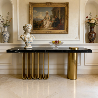 Roulette Marble Console Table - Black