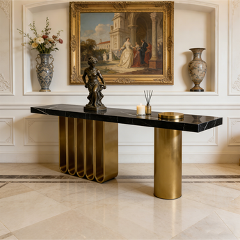 Roulette Marble Console Table - Black
