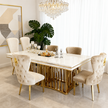 Royal Modern Italian Luxury Snow Mountain Marble Top Dining Table