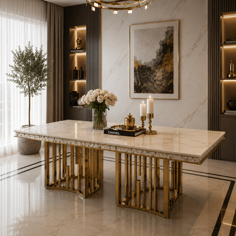 🟢 IN STOCK Royal Modern Italian Luxury Heaven Marble Top Dining Table