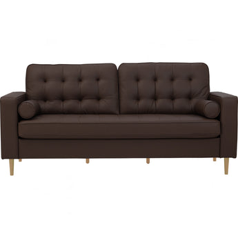 🟢 IN STOCK 1.9M ROYCE 3 Seater Malaysian Oak Solid Wood Upholstered Dark Brown Leather Big Sofa