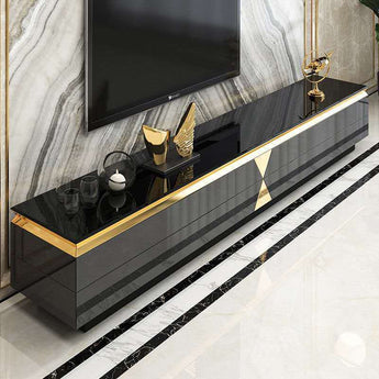🟢 IN STOCK Sangria Luxury Tempered Glass Top High Gloss Paint Solid Wood TV Stand Cabinet Unit