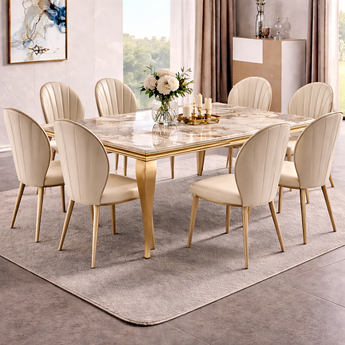 Santorini Marble Top Gold Luxury Dining Table