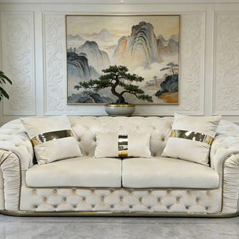 Riyadh Living Suite Upholstered Velvet Sofa Set 2 seater