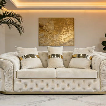 Signature Riyadh 3 Seater Living Suite Upholstered Velvet Sofa