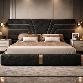 🟩 IN STOCK Shadow Haven Tuxedo Black White 3 Piece Luxury Queen Bedroom Suite Set