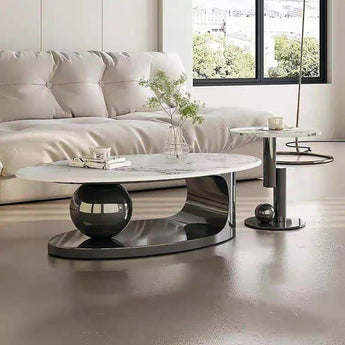 Venus Modern Luxury Grey Marble Top Round Coffee Table