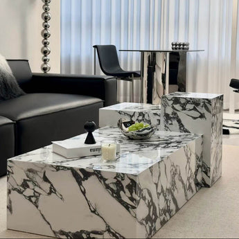 🟢 IN STOCK Classic Luxury Snowstorm Majestic Marble Coffee Table