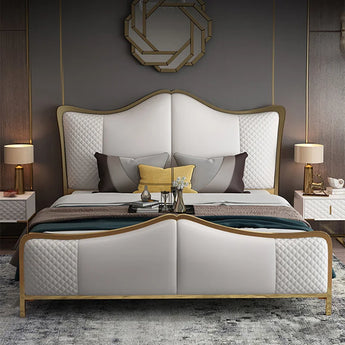 Signature Slovakia Upholstered Leather Solid Wood Bed Frame