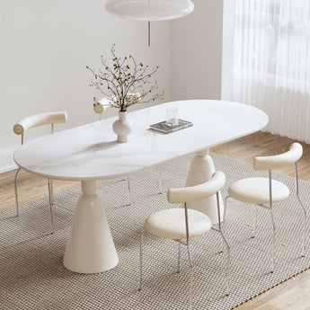 Alpen Modern Luxury Sintered Stone Top Dining Table - Snow White