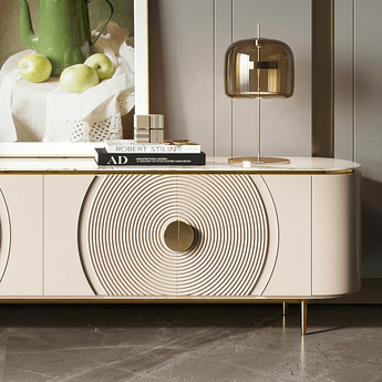 2M Sphere Luxury Living Sintered Stone Top Solid Wood TV Stand