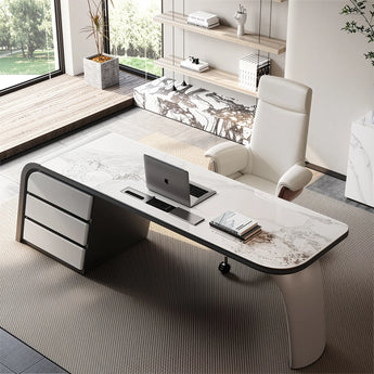 Stark Marble Top Solid Wood Executive Office Desk