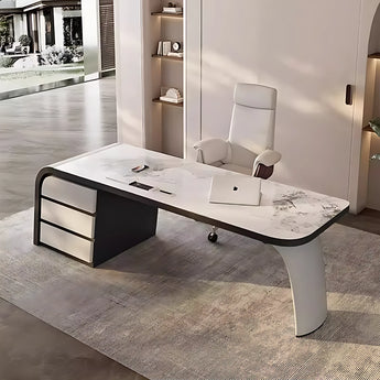 Stark Marble Top Solid Wood Executive Office Desk