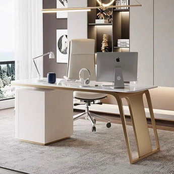 Stockholm Marble Top Solid Wood Executive Office Desk