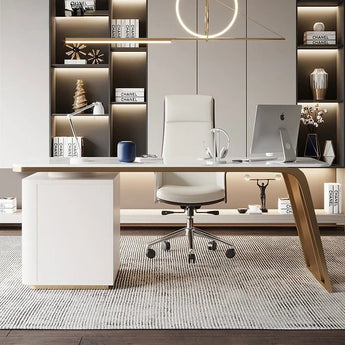 Stockholm Marble Top Solid Wood Executive Office Desk