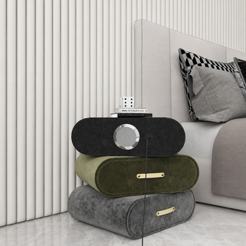 🟢 IN STOCK Swivel Velvet Upholstery Smart Nightstands with Charging Station
