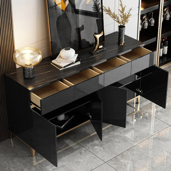 Symmetric Sintered Stone Modern Luxury Buffet Sideboard Cabinet Dresser