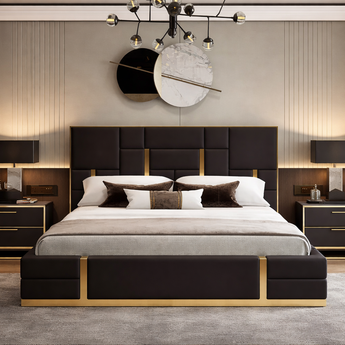 🟢 IN STOCK Signature Luxury Black Symmetric Queen Gas Lifting 3 Piece Bedroom Suite