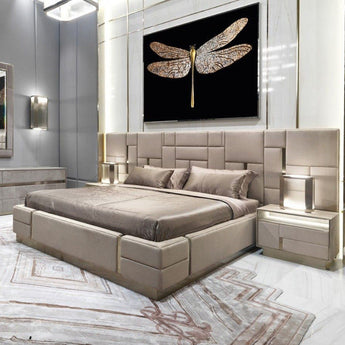 Symmetric Modern Luxury Beds Pro Max Big Headboard Gas Lifting Velvet Upholstery Bedframe