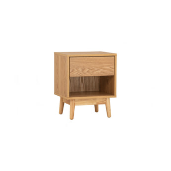 TENRI Malaysian Solid Oak Wood Nightstand Side Table