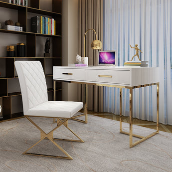 1.3M Taylor Modern Luxury Tempered Glass Top Executive Office Working Study Desk