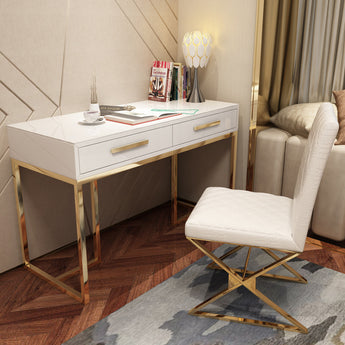 1.3M Taylor Modern Luxury Tempered Glass Top Executive Office Working Study Desk