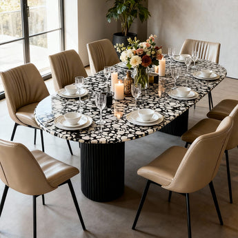 Anya Luxury Terrazzo Italian Marble Top Solid Wood Dining Table